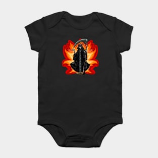 Lady death on fire / Santa muerte con flamas por sirako Baby Bodysuit